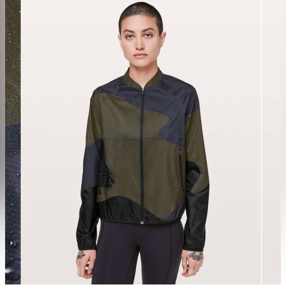 Lululemon Patch Game Jacket, Black / Midnight Navy, Dark Olive sz 6